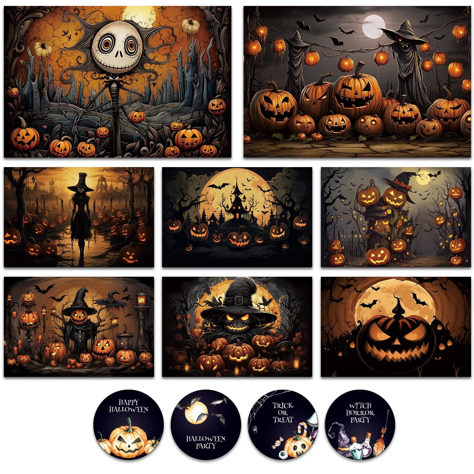 24 Pack Horror Halloween Cards with 4 inches x 6 inches, horror halloween set gallery