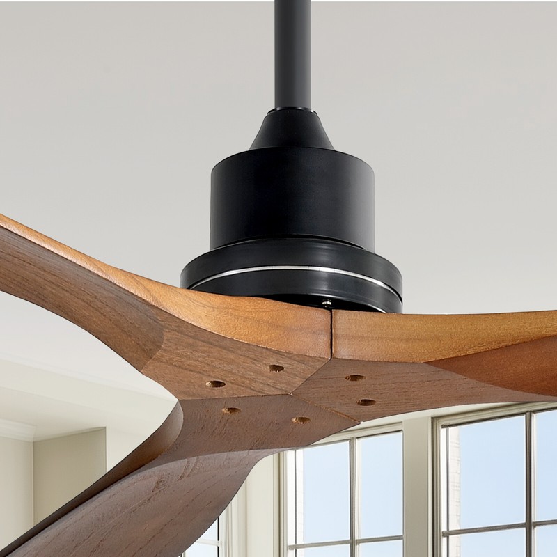Low Profile Ceiling Fan With Lights and Remote Modern Wood Blade Fan For Bedroom gallery
