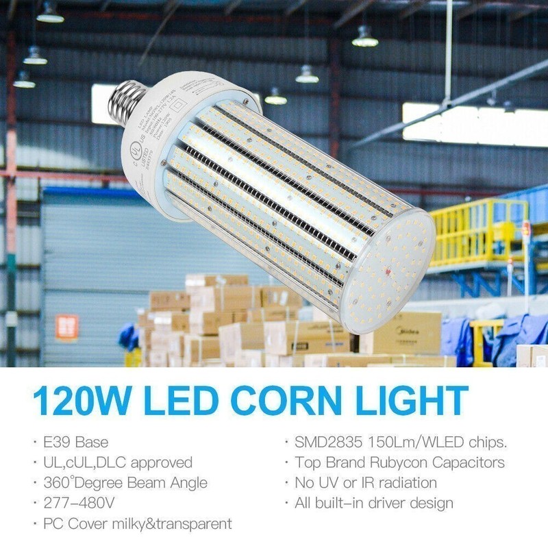 480V LED Corn Light 120W Replace 600 Watt Metal Halide HPS Bulbs E39 Mogul Base gallery