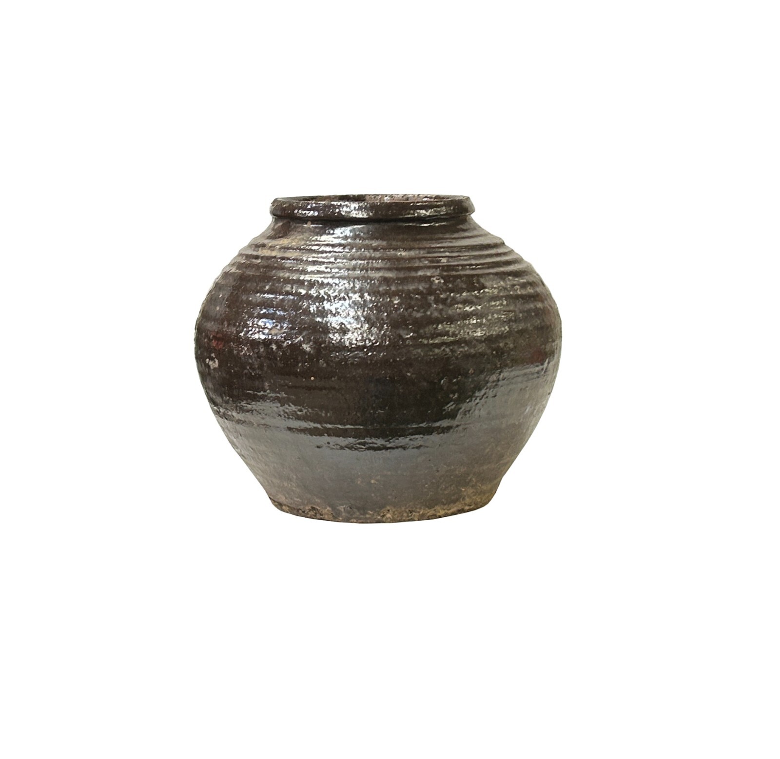 Vintage Earthy Rustic Brown Black Village Rural Pottery Ceramic Pot Vase JK236 gallery