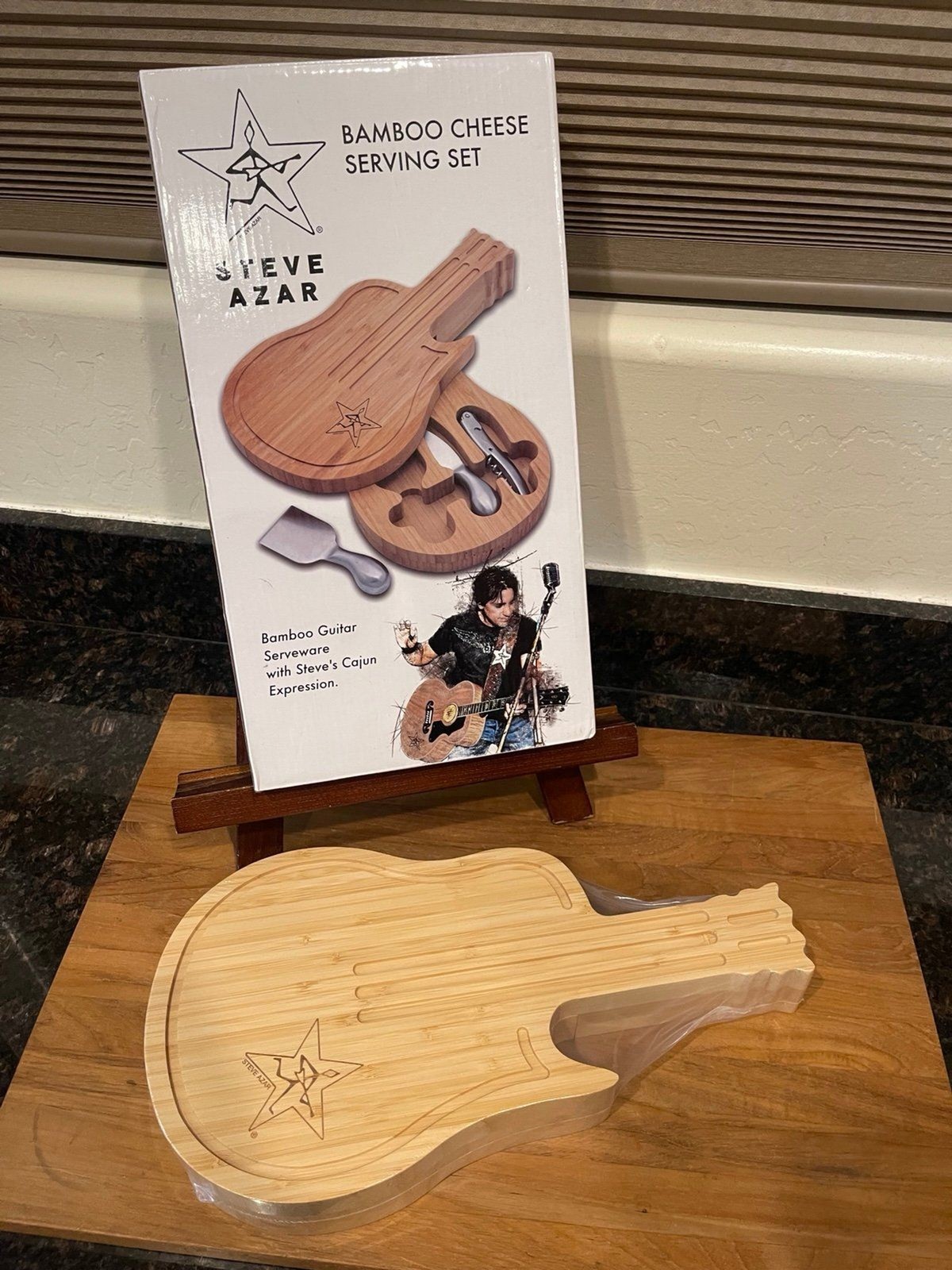 Steve Azar Cheese Bamboo Serving Tray With Utensils gallery