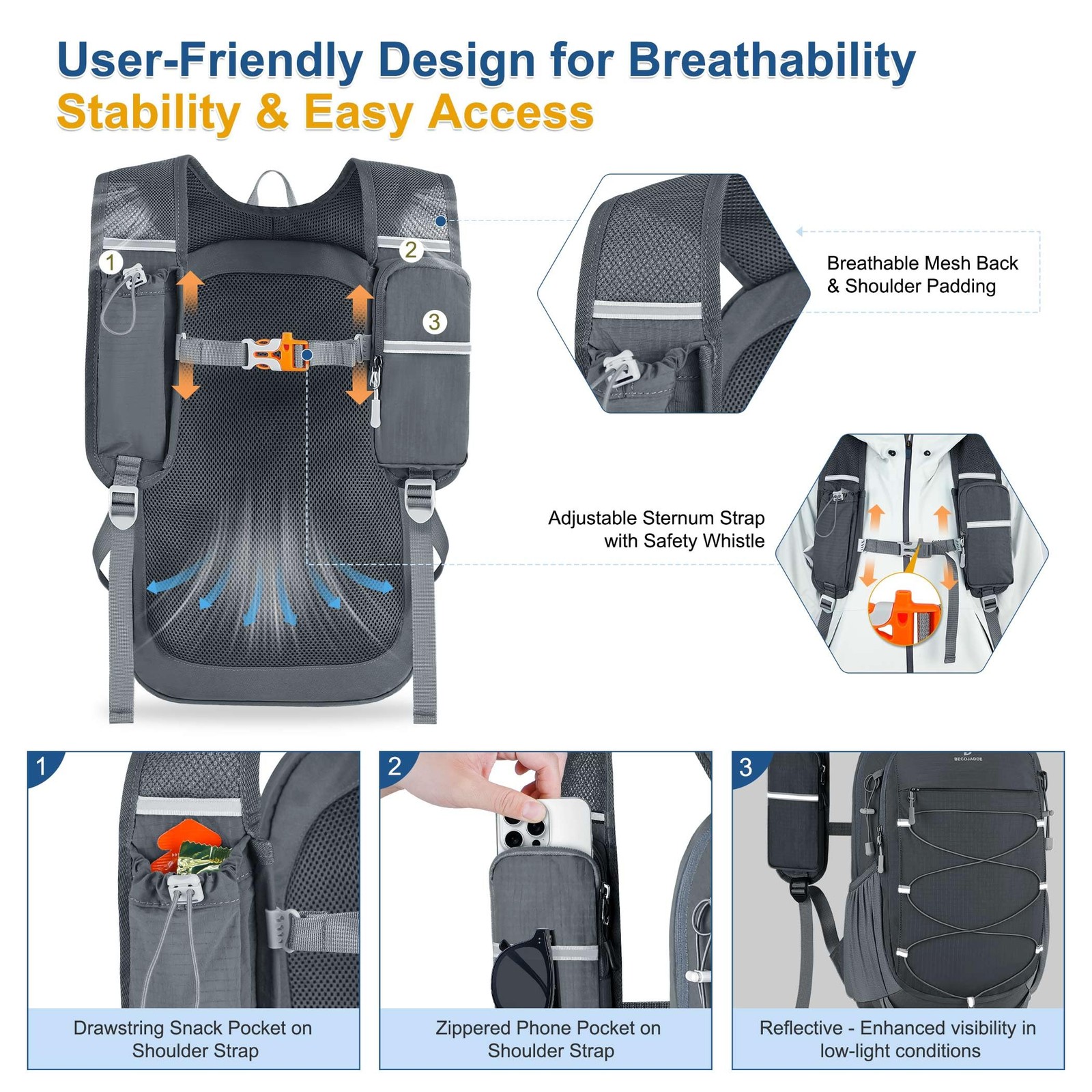 Hiking Backpack 15L Small Backpack Packable Day pack Water Resistant Lightwei... 2