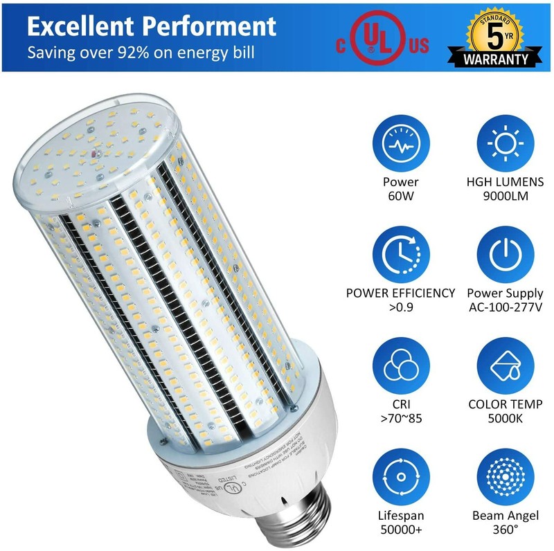 E39 60W LED Corn Bulbs Light Replace 400W MH HPS HID High Bay Light AC100-277V gallery