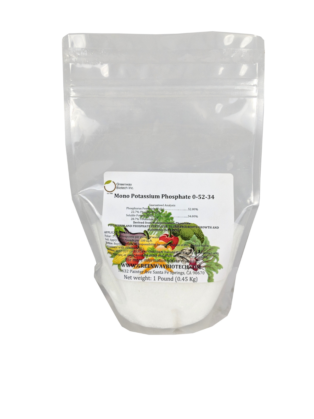 Monopotassium phosphate MKP 0-52-34 Soluble Monopotassium Phosphate 1 Pound gallery