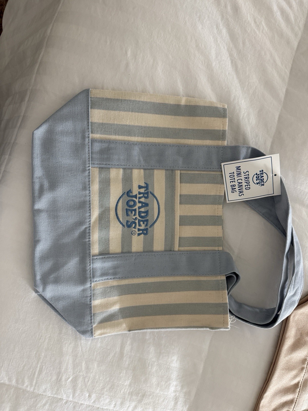 Trader Joe's Striped Mini Canvas Tote Bags Set of 4 Multicolor 10x13x10 gallery