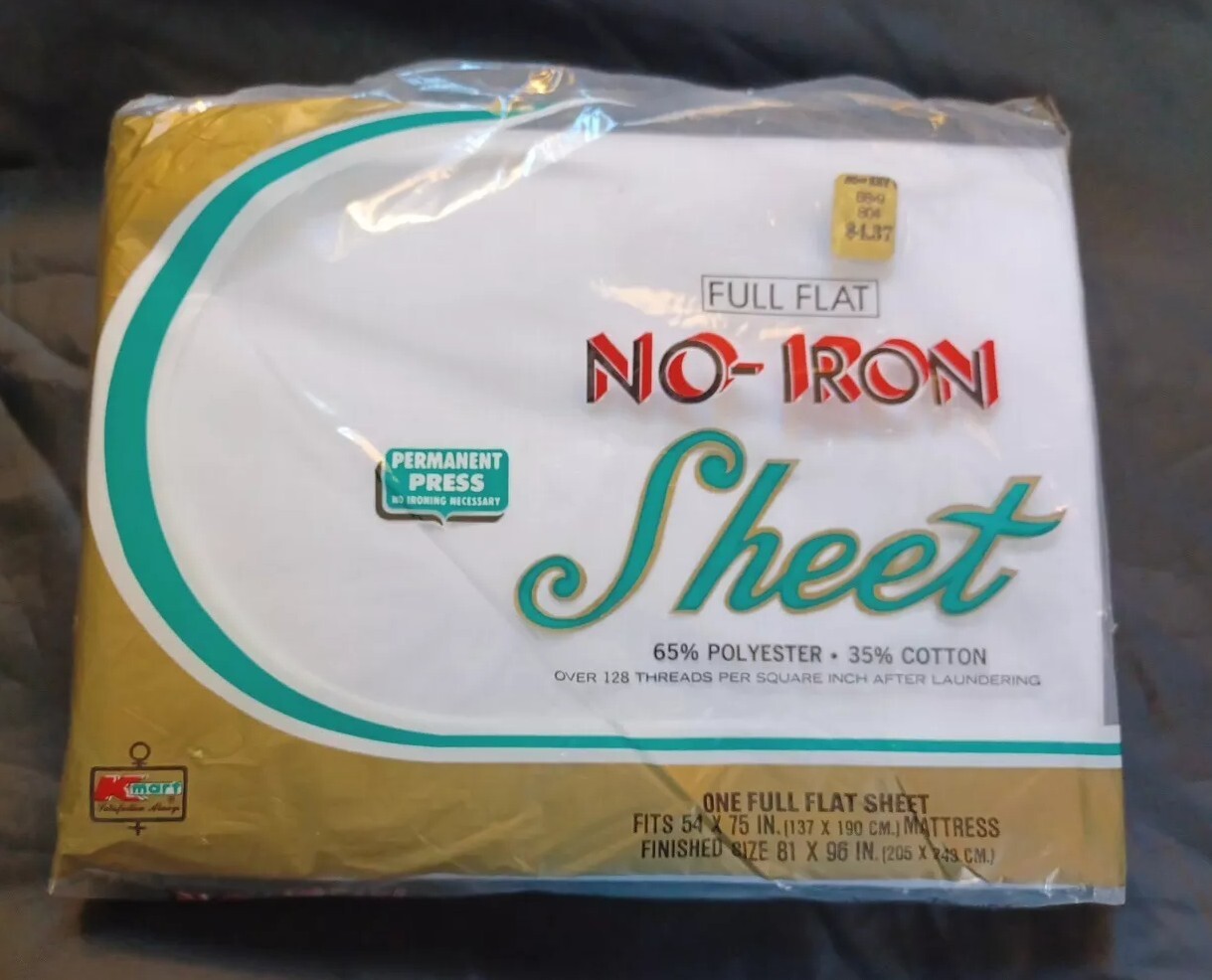Vintage NOS Full Flat Sheet White Kmart 81" X96" Permanent Press No Iron gallery