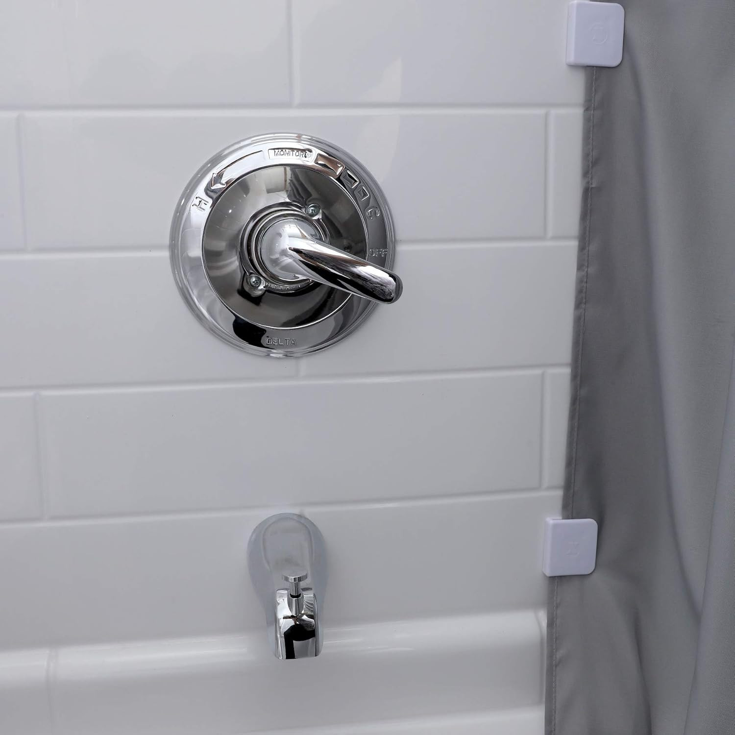SlipX Solutions Adhesive Shower Splash Clips for Shower Curtains, Keeps Water In gallery
