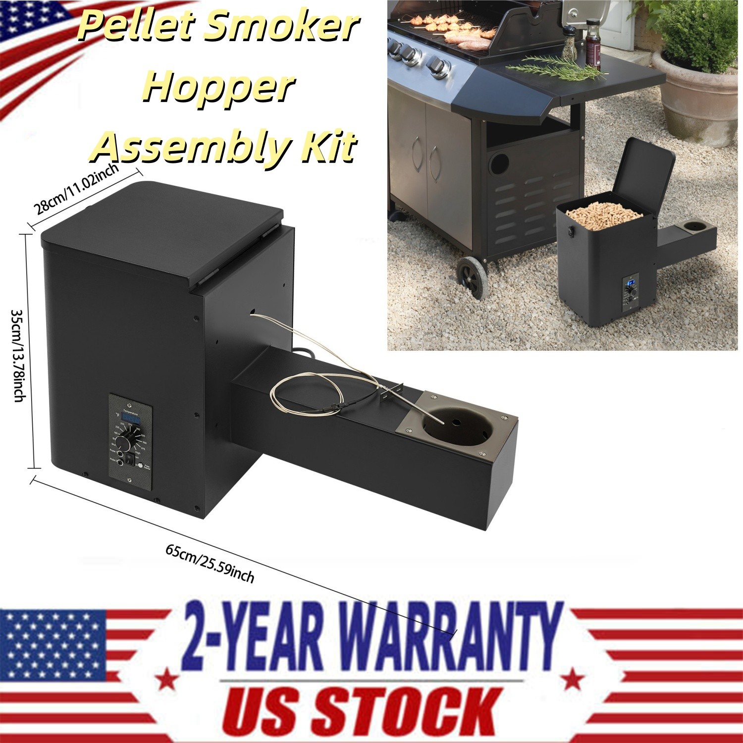 Pellet Smoker Hopper Assembly Kit Electric Wood Grill Part Hopper Conversion Set gallery
