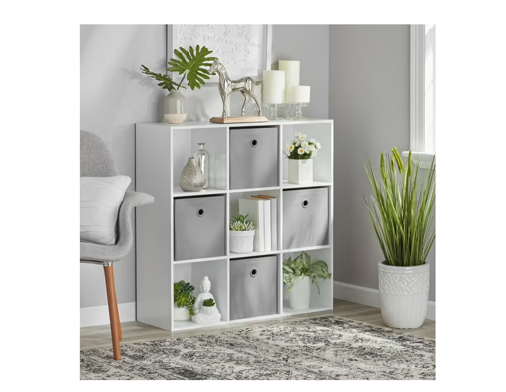 Mainstays 9 Cube Storage Organizer Bookcase White Shelving Unit 9-Cube gallery