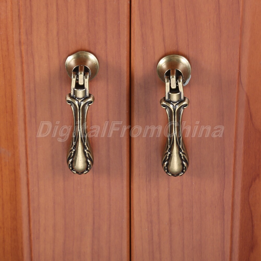 Antique Bronze Drop Ring Door Pull Handle Drawer Kitchen Cabinet Cupboard Knob