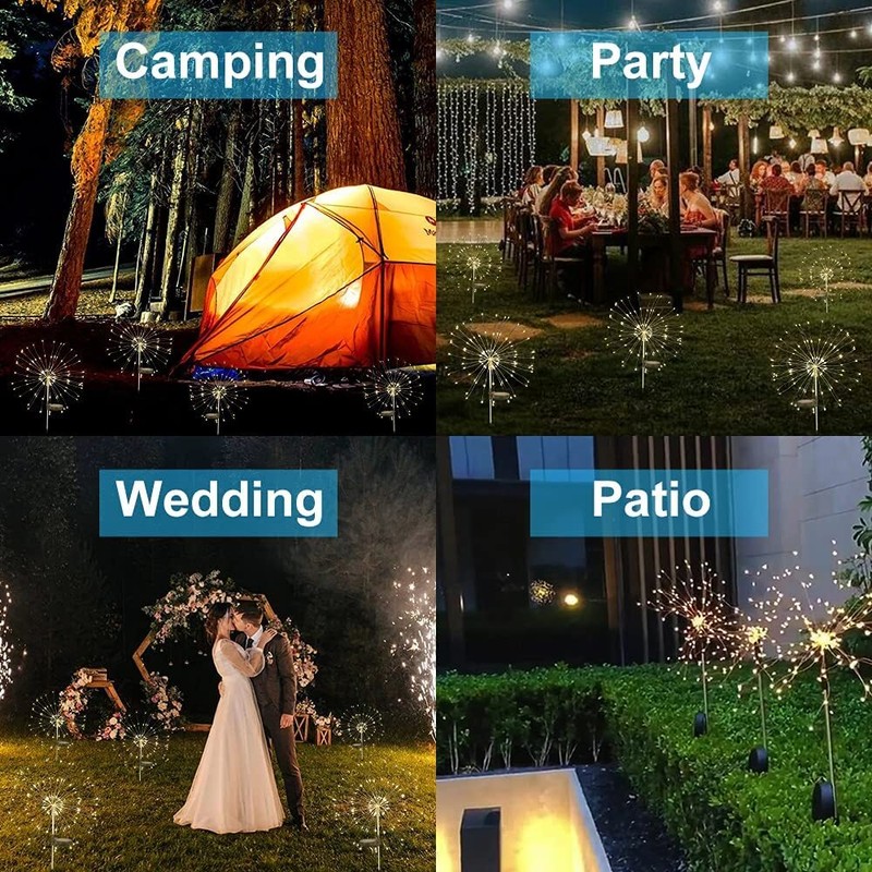 2PCS Solar Firework Lights Outdoor Garden Pathway Lights Backyard Party Decor gallery