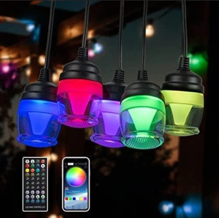 43FT RGB LED String Lights Remote APP Dimmable IP65 Outdoor Garden Patio Yard gallery