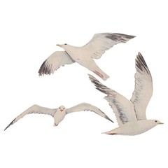3 Pcs Wall Decorations for Bathroom Coastal Seagull Nautical Ocean Art