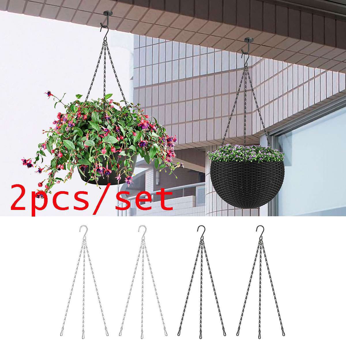 2pcs Hanging Flower Basket Chain Plant Pot Hanger Planter Chains Outdoor Garden gallery