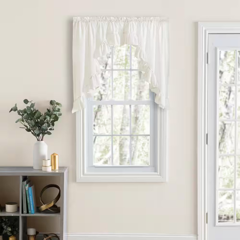 Classic Wide Ruffled 38 In. L Polyester/Cotton Swag Valance in Natural gallery