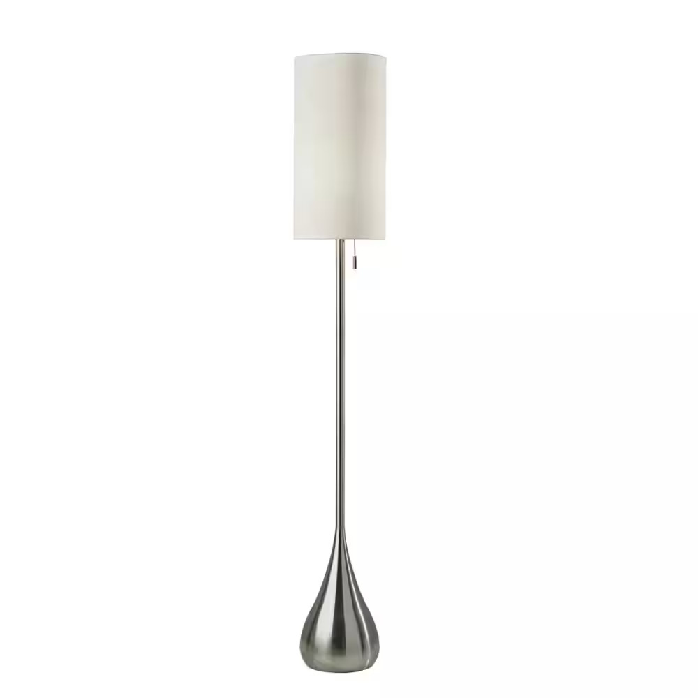 68 In. Silver 1 Light 1-Way (On/Off) Standard Floor Lamp for Liviing Room with C gallery
