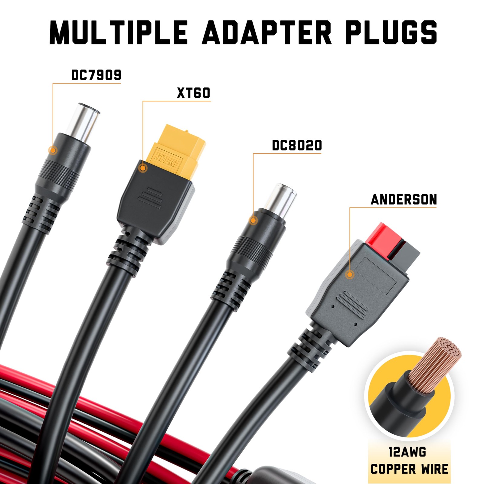Panel Adapter Cable 8mm MC4 12AWG 10FT Black SunJack Solar Portable DC7909 Power gallery