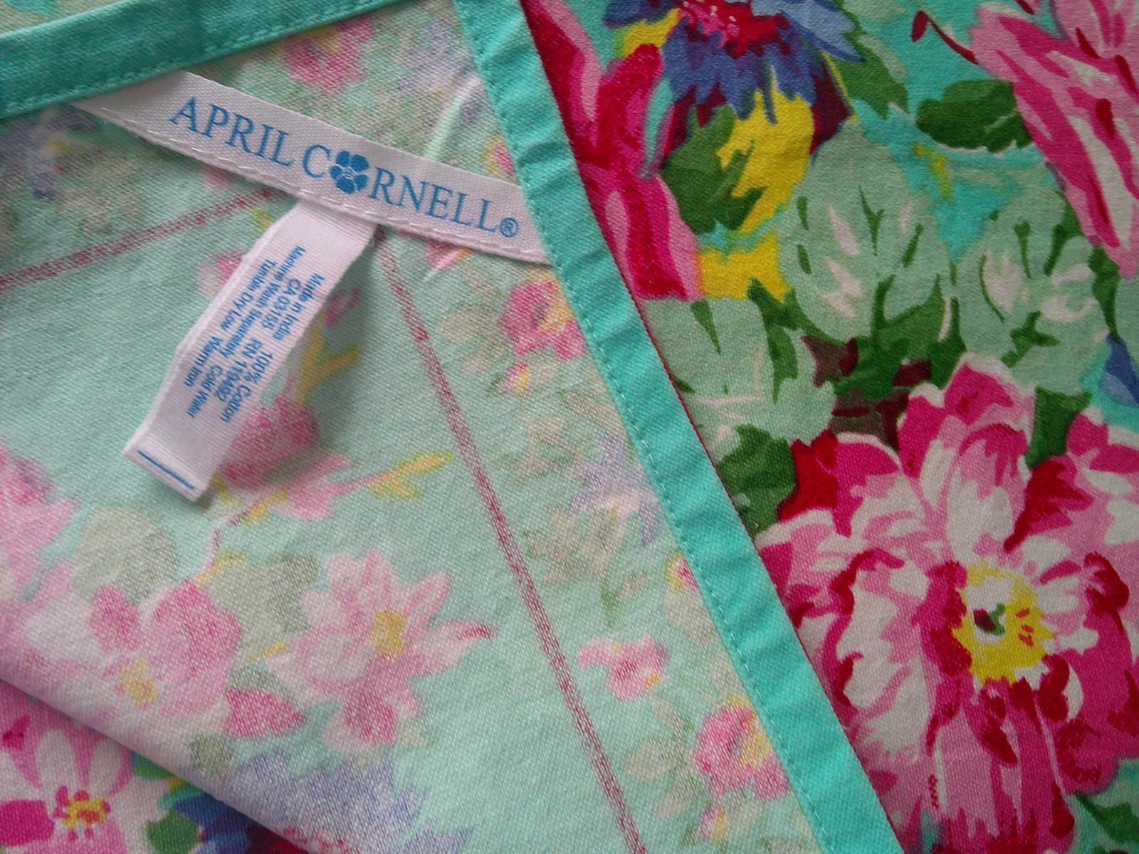 April Cornell AQUA COTTAGE ROSE- VERY RARE - NEW Qty of 4. gallery