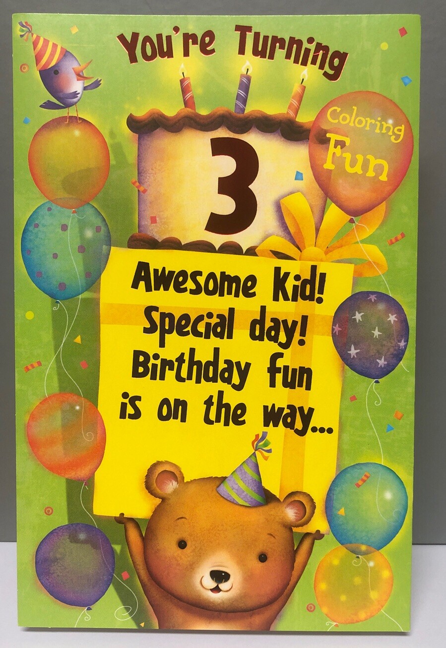 Awesome Birthday Kid Three 3 Years Fun Coloring American Greetings Card gallery