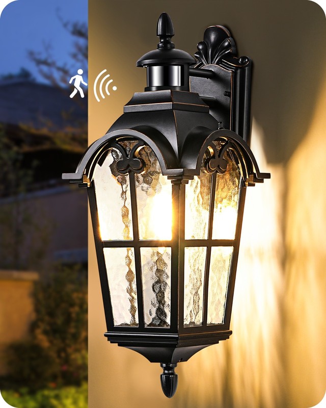 20.2" Large Motion Sensor Outdoor Wall Lights, Dusk to Dawn Exterior Sconce gallery