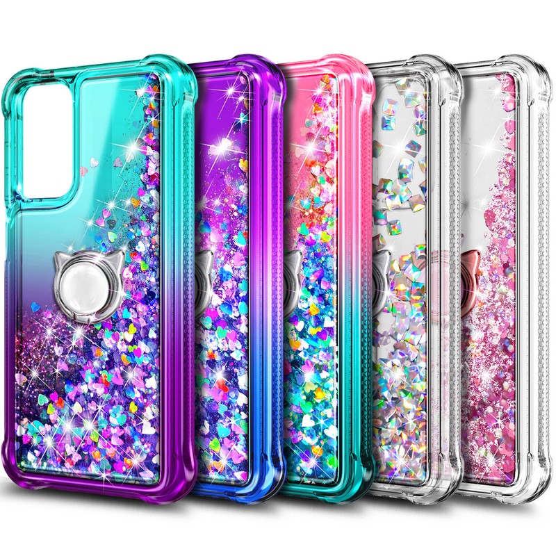 For GABB PHONE 4 PRO Case Liquid Glitter Phone Cover w/ Tempered Glass & Lanyard