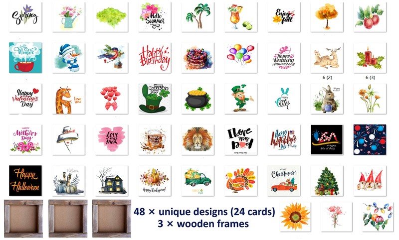 Tiered Tray Decor Fall Winter Spring Summer Seasonal Set, 48 Interchangeable ... gallery