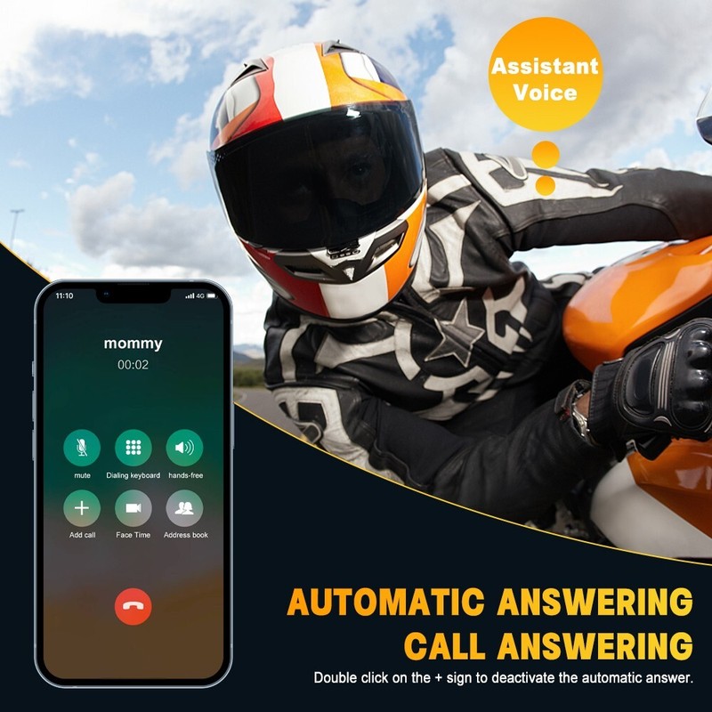 Bluetooth 5.0 Motorcycle Helmet Headset Wireless Motorbike Hands-free Waterproof gallery