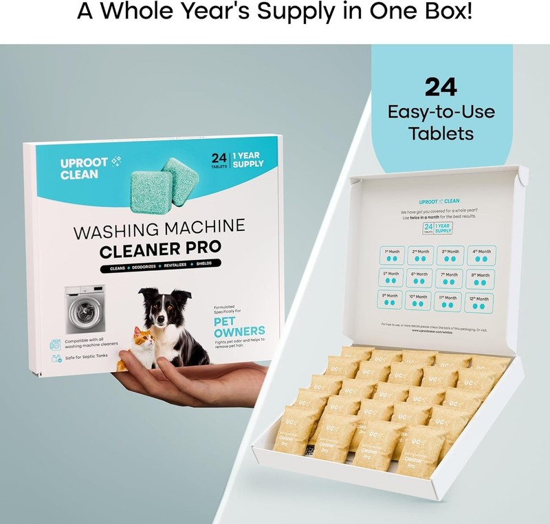 Uproot Clean Washing Machine Cleaner Tablets - 24 Pack for a 12 Month Supply. Fo gallery