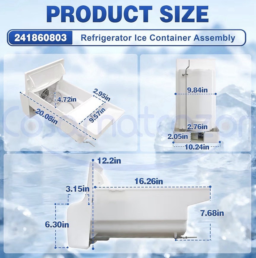 241860803 Ice Container Assembly Ice Bin for Frigidaire Kenmore w/ SS Auger gallery