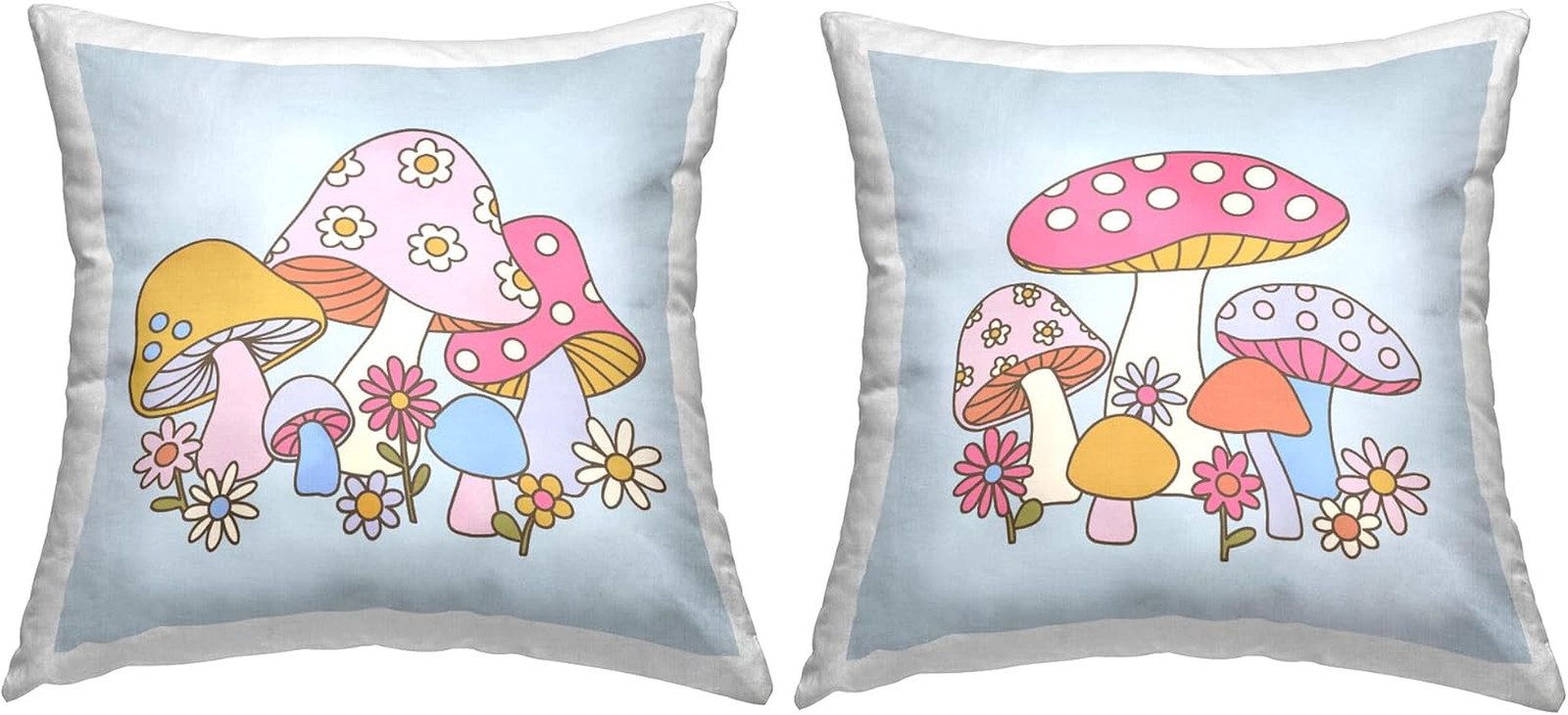 Groovy Blue Mushroom Indoor Throw Pillow - 18x18 Decorative Accent gallery