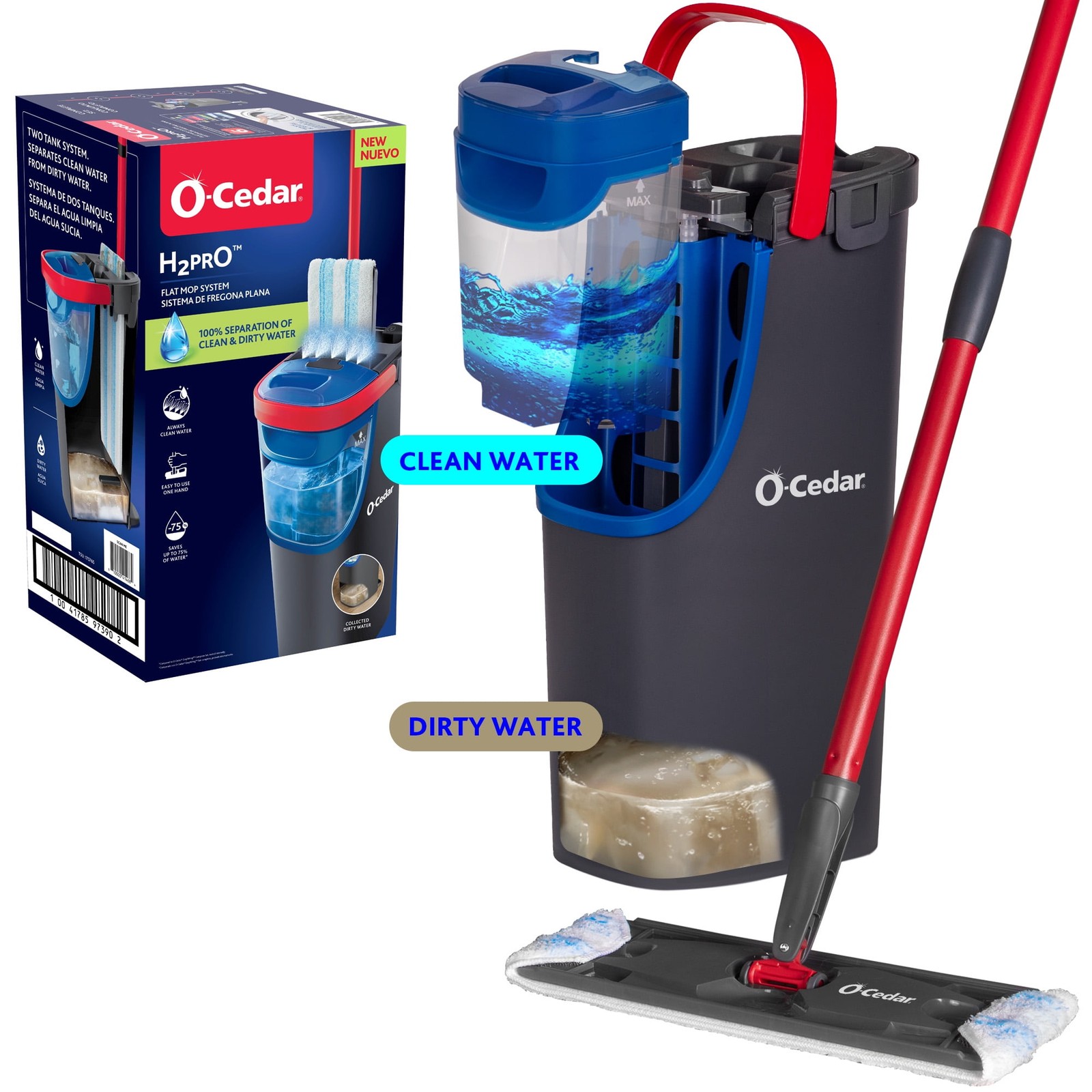 O-Cedar H2prO Flat Mop System | Quick Cleaning Tool | Clean with Clean Water gallery