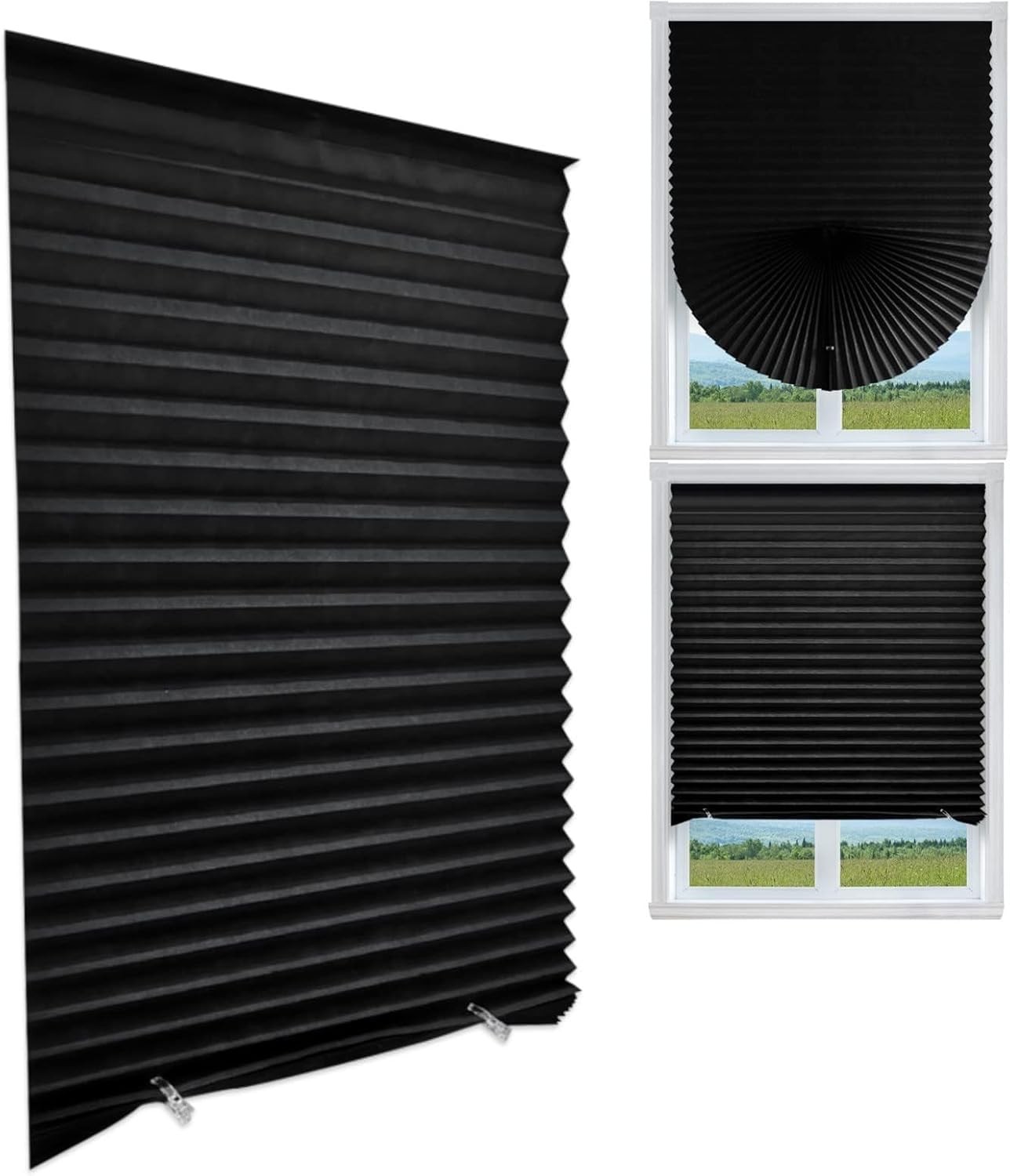 Pleated Window Blinds,Temporary Window Shades Cordless Light Filtering Pleated gallery