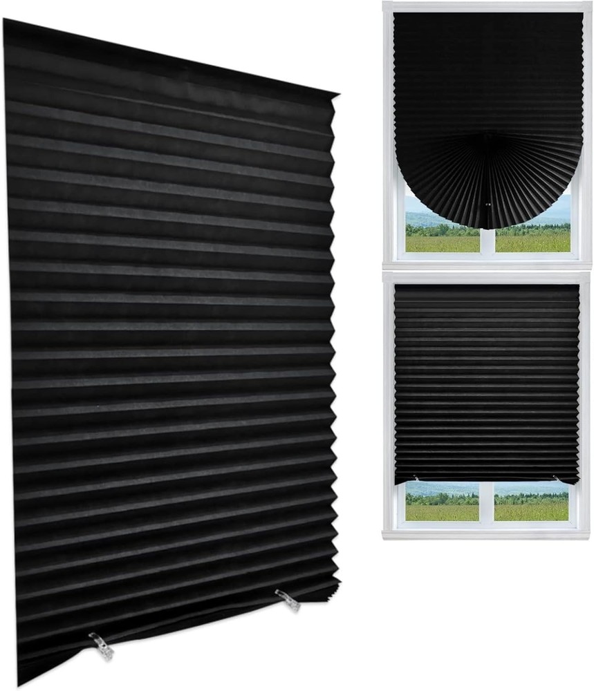 Pleated Window Blinds,Temporary Window Shades Cordless Light Filtering Pleated