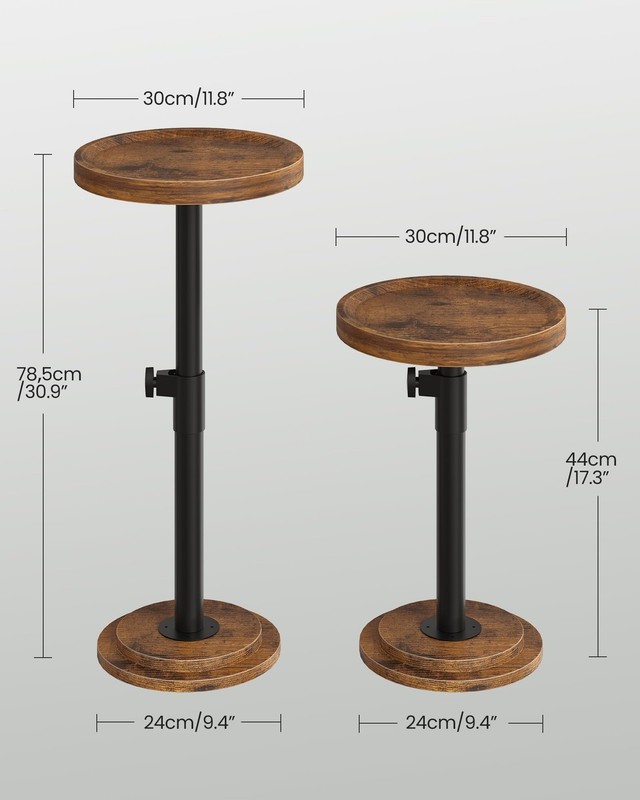 Height Adjustable Drink Table, Small Round Side Table, Pedestal Martini Table... gallery