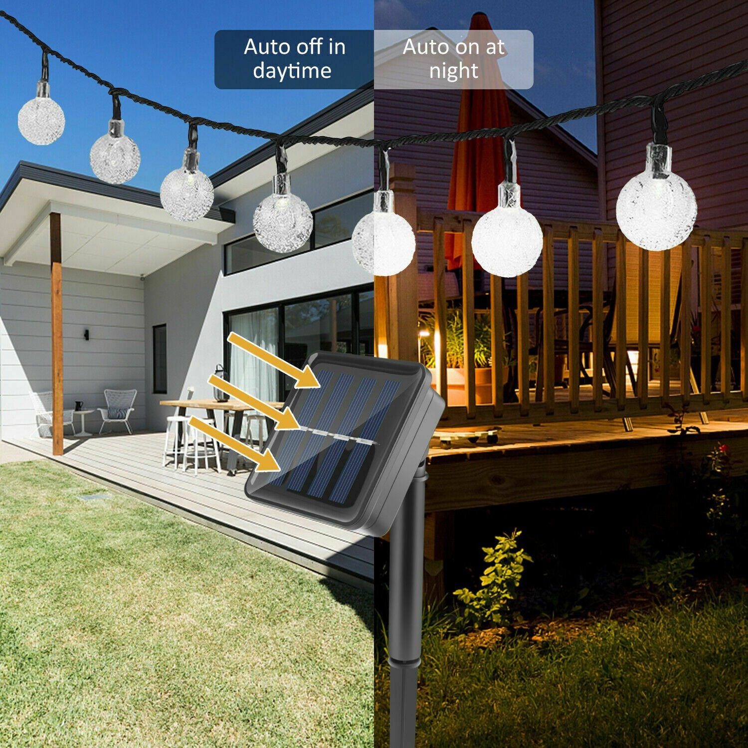 23Ft 50 LED Outdoor Solar Powered String Lights for Patio Yard Party Decor White gallery