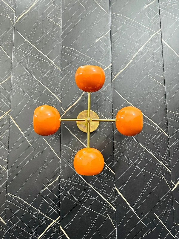 Modern Brass Sputnik Wall Sconce Orange Mid-Century Light Fixture Retro Decor gallery