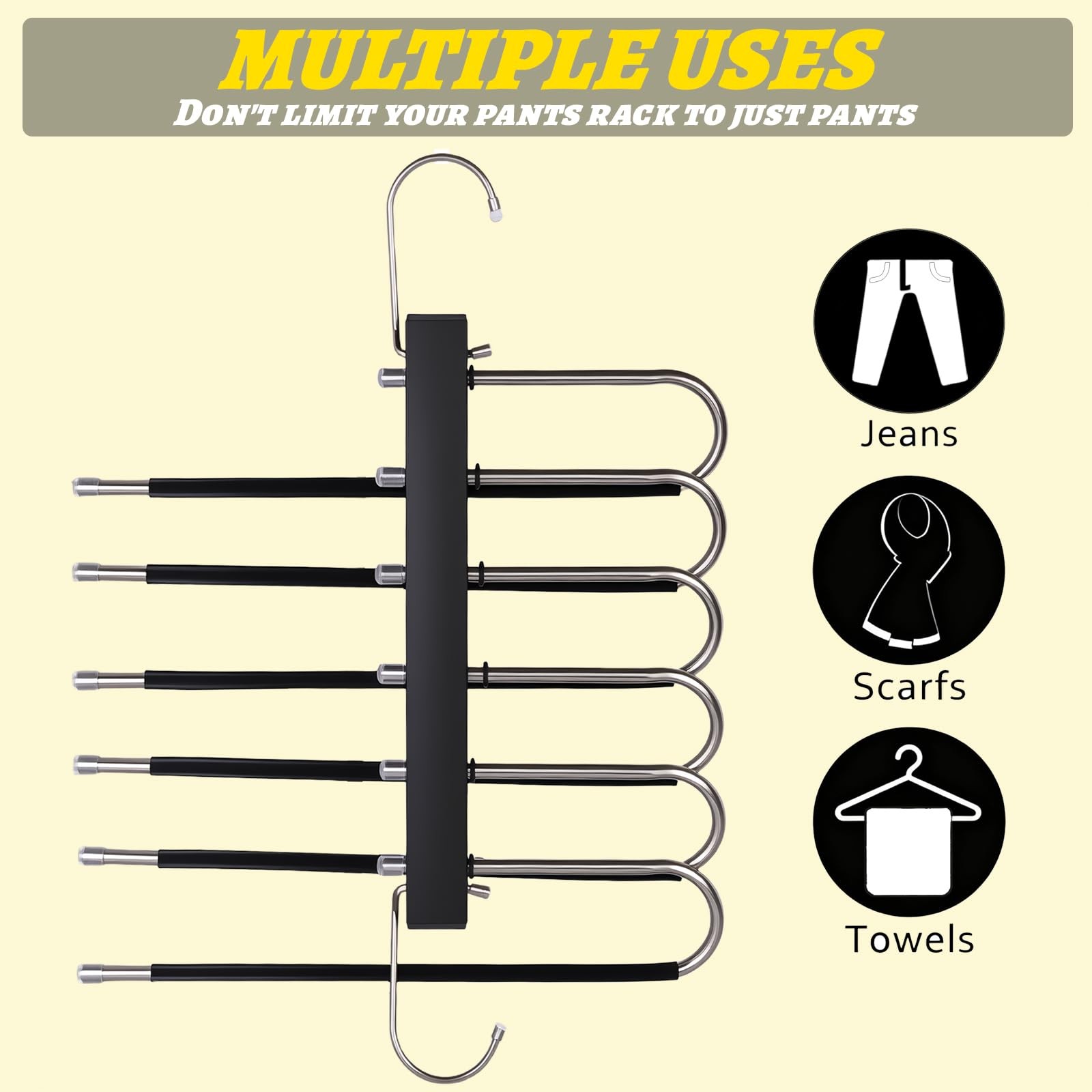 2 Pack Magic Pants Hangers Space Saving - 6 Tier Space Saving Hangers, Anti-S... gallery