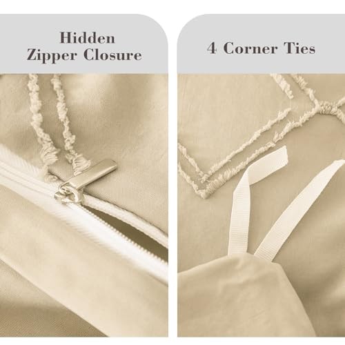Boho Duvet Cover Set - Tufted Comforter Set with Boho Twin(68"×90") 26 - Beige gallery