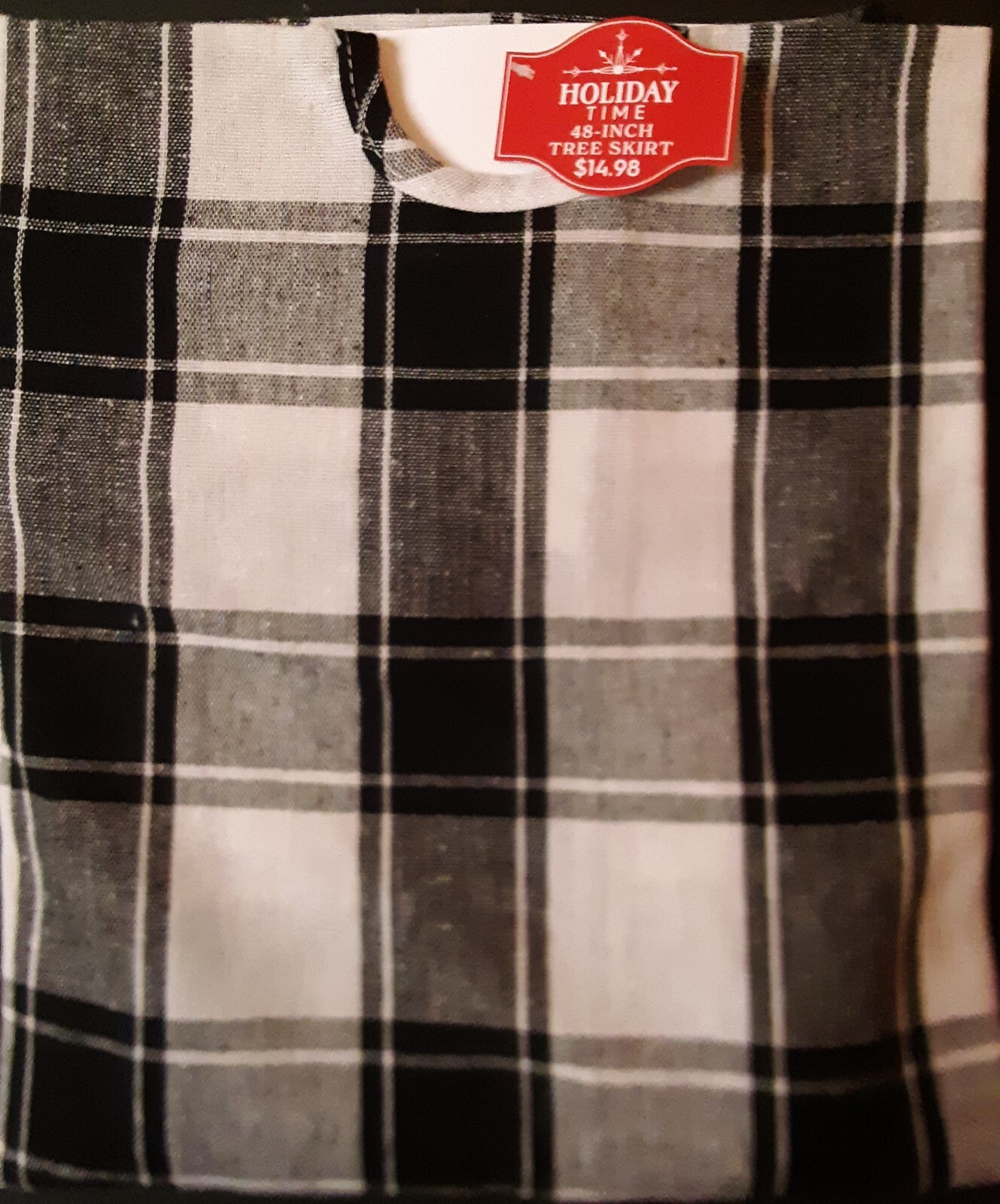 Holiday Time 48" Tree Skirt 2 Styles Red/Black or Black/Grey/White Checkered NEW gallery