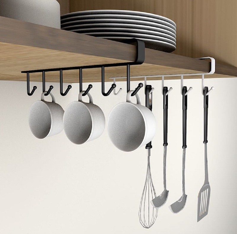 2-Pack Under-Shelf Mug Holder Rack - Kitchen Cabinet Coffee Cup Storage Hooks gallery