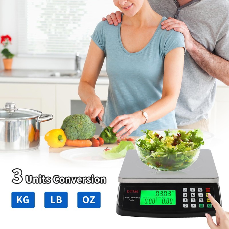 Large Digital Kitchen Scale Black 40KG/88LB Commercial Food Weight Scale Cook... gallery