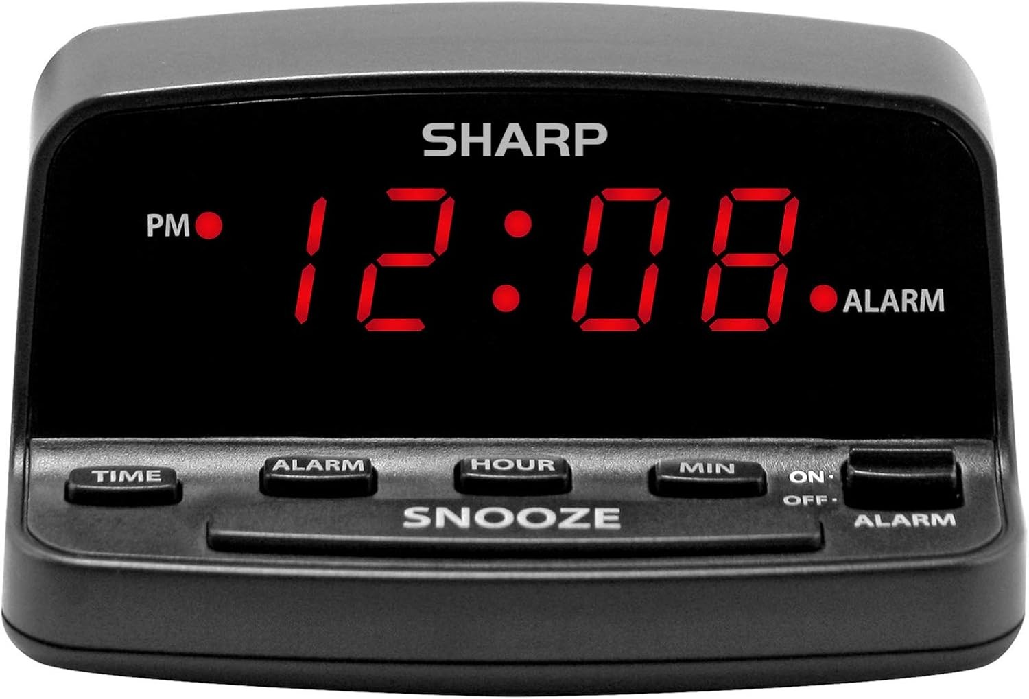 Sharp Digital Alarm Clock Black Red LED Display Easy Use Battery Backup gallery