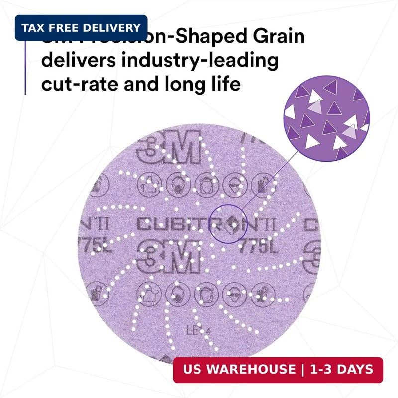 3M Xtract Cubitron II Hookit Clean Sanding Film Disc 775L, 5 in, 15 Piece Multi- gallery