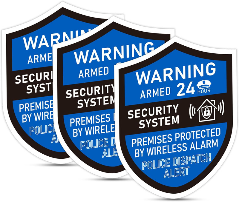 3PCS Security Alarm System Sign for Home, Self-Adhesive Weatherproof Small 24 Ho gallery