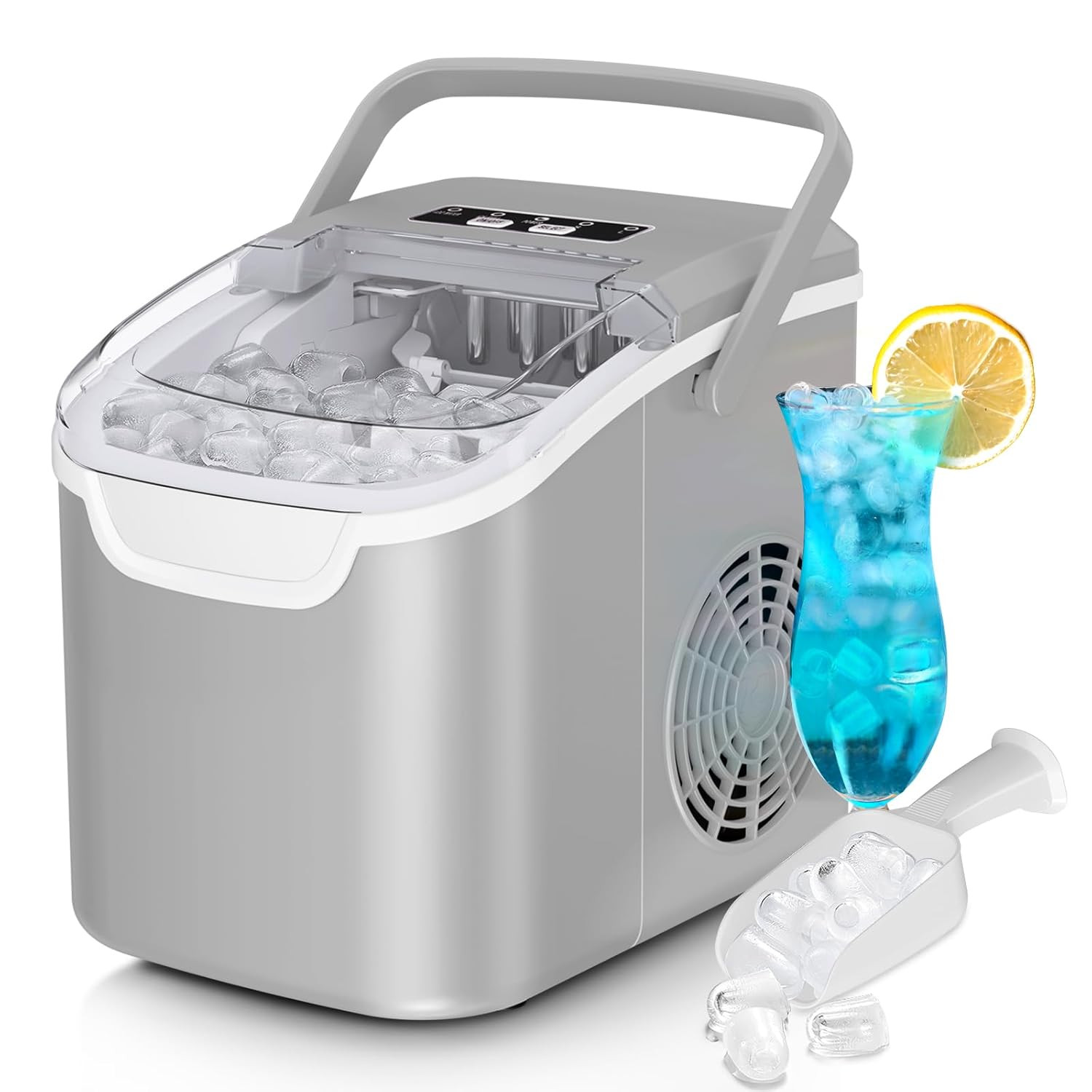 Countertop Ice Maker Machine, 8 Ice Cubes in 6 Mins, 26Lb/Day Bullet Ice with 2 gallery
