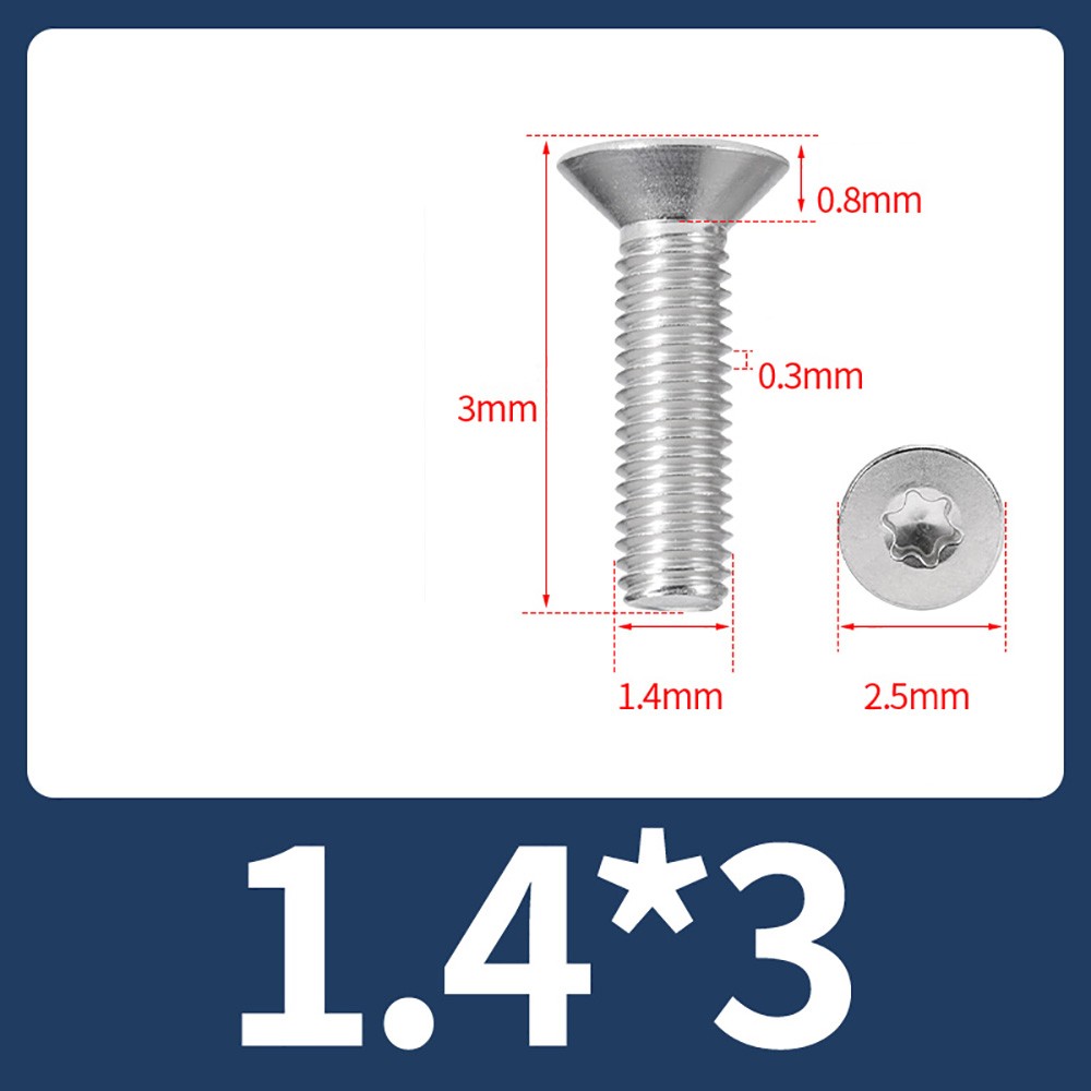 M1.4-M4 Torx Countersunk Machine Screws Flat Head Bolt A2 Stainless Steel Metric gallery