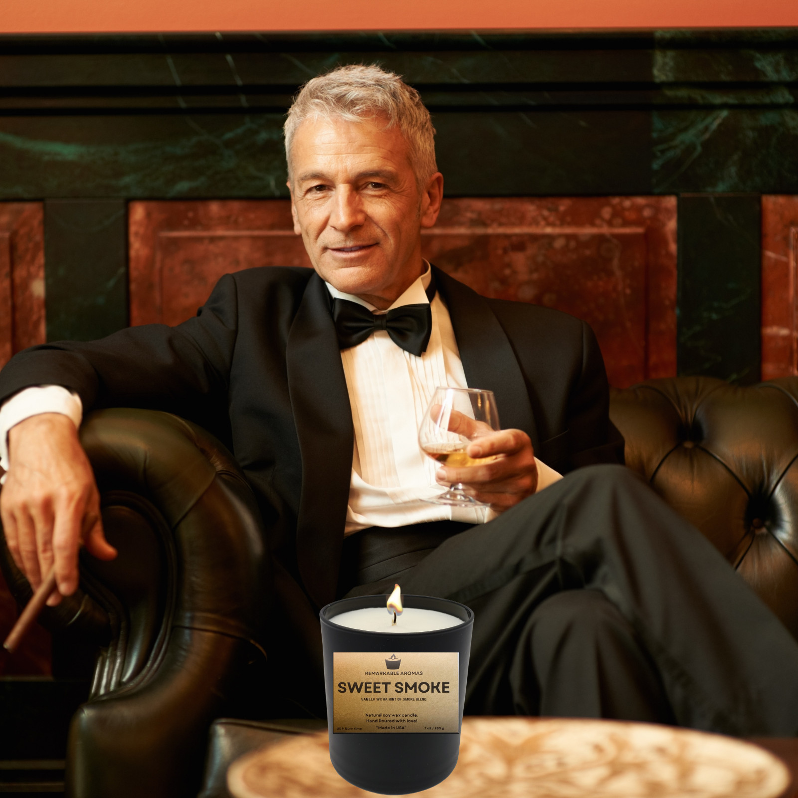 Aromatic Men's Candle Set, 4 Scents, Up to 200 Hours Burning, 100% Natural Soy gallery