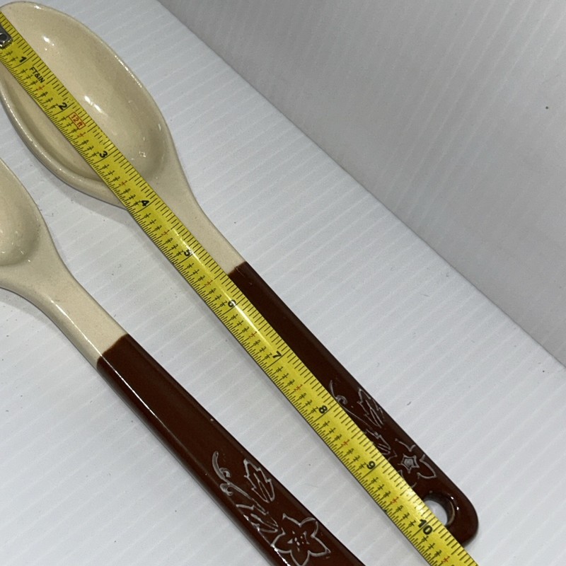 Russel Wright Fork and Spoon Salad Set Woodfield Brown Handle gallery
