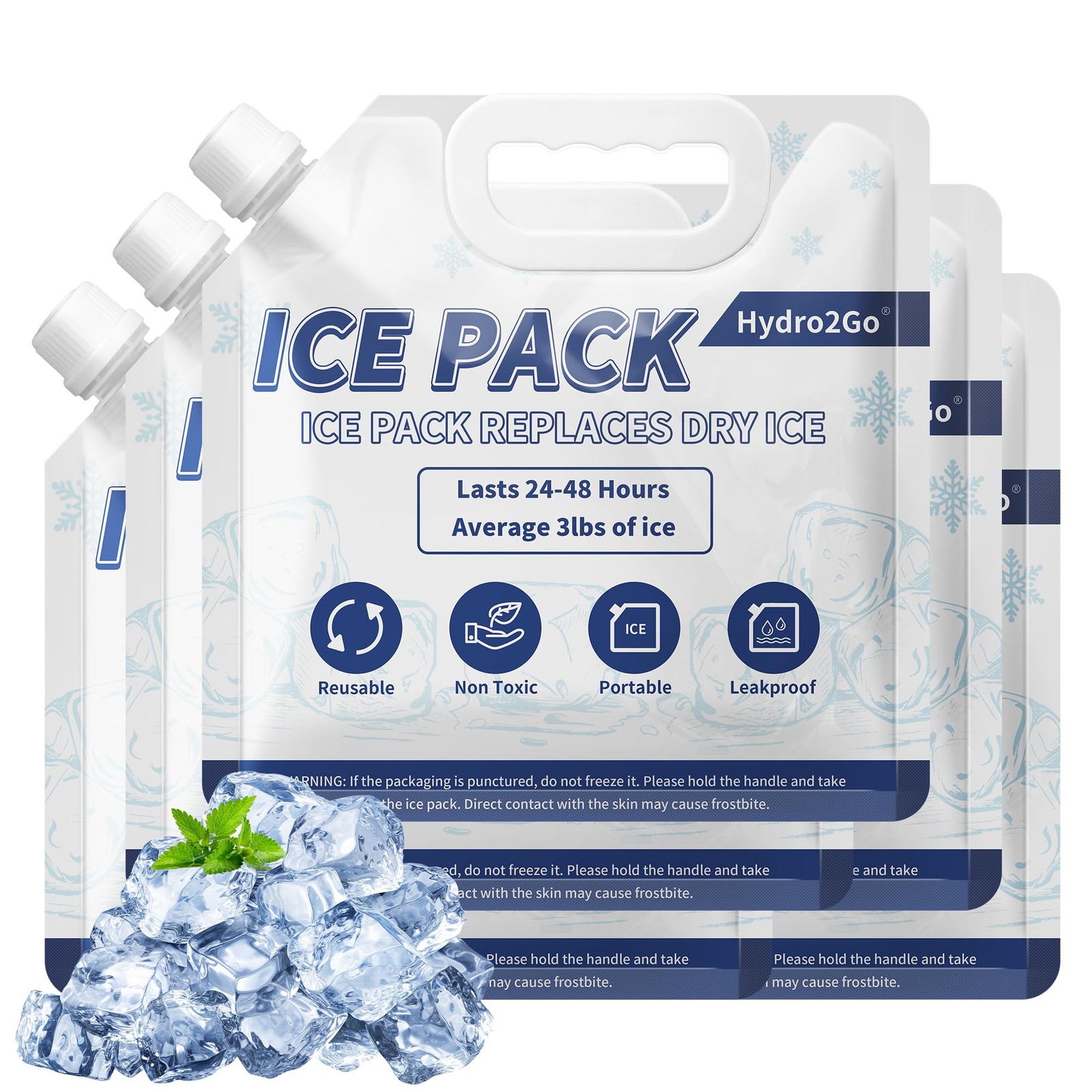 Reusable Ice Packs for Cooler, Long Lasting Freezer 3lbs ice, White, Blue gallery