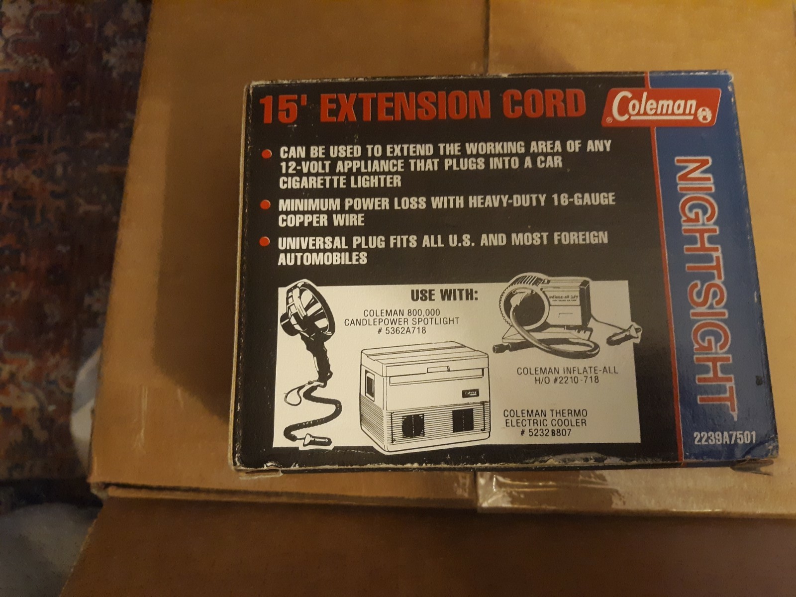 Coleman 15’ Cigarette Lighter Extension 12V For Vehicles Vintage gallery